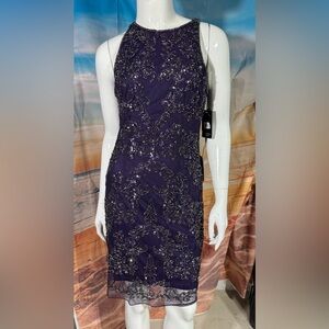 Adrianna Papell Beaded Halter Dress